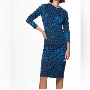 NWT The Kit. Long Sleeve Midi Tee Dress in Black & Blue Moonstone ZB1